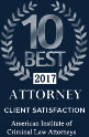 Top 10 Best Attorneys for Client Satisfaction, 2017, American Institute of Criminal Law Attorneys